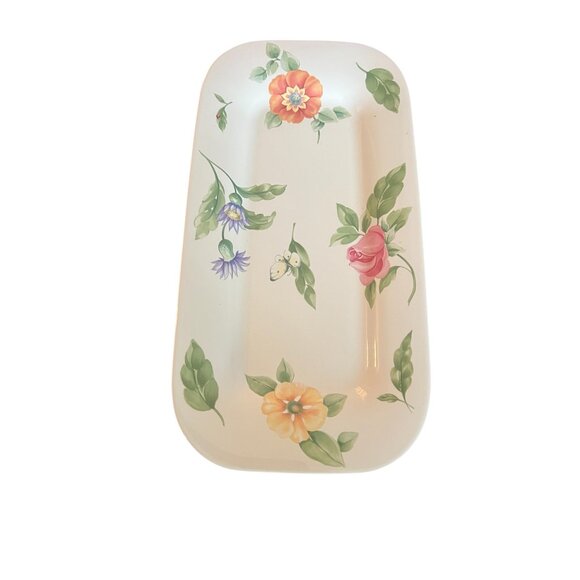 Pfaltzgraff Dahlia Collection Rectangular Ceramic Serving Tray 13"x6.5" Made USA - Picture 4 of 8